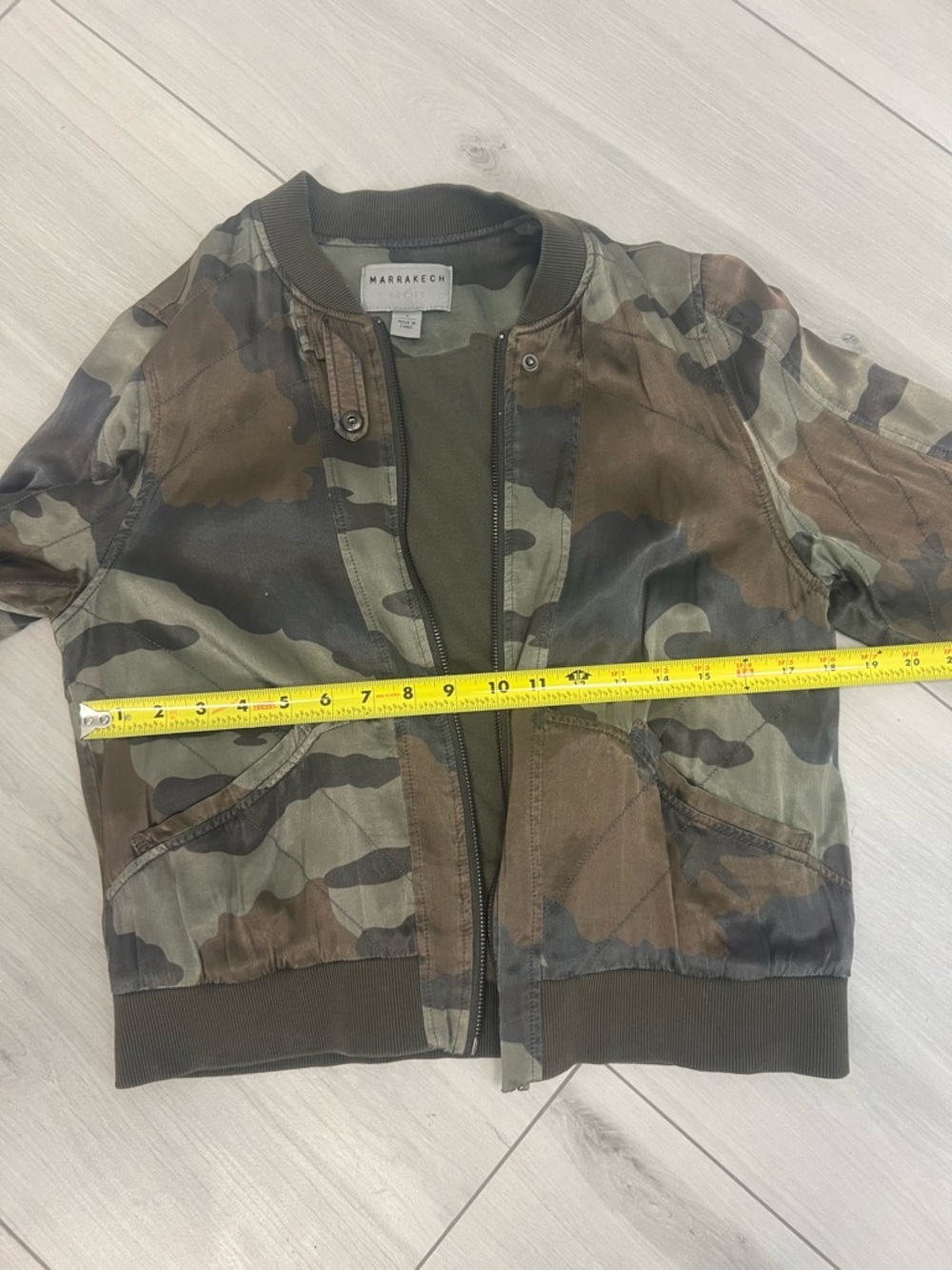 Marrakech Camo Bomber Jacket Olive Green Sz S Street Style Corpcore Military - Picture 8 of 8